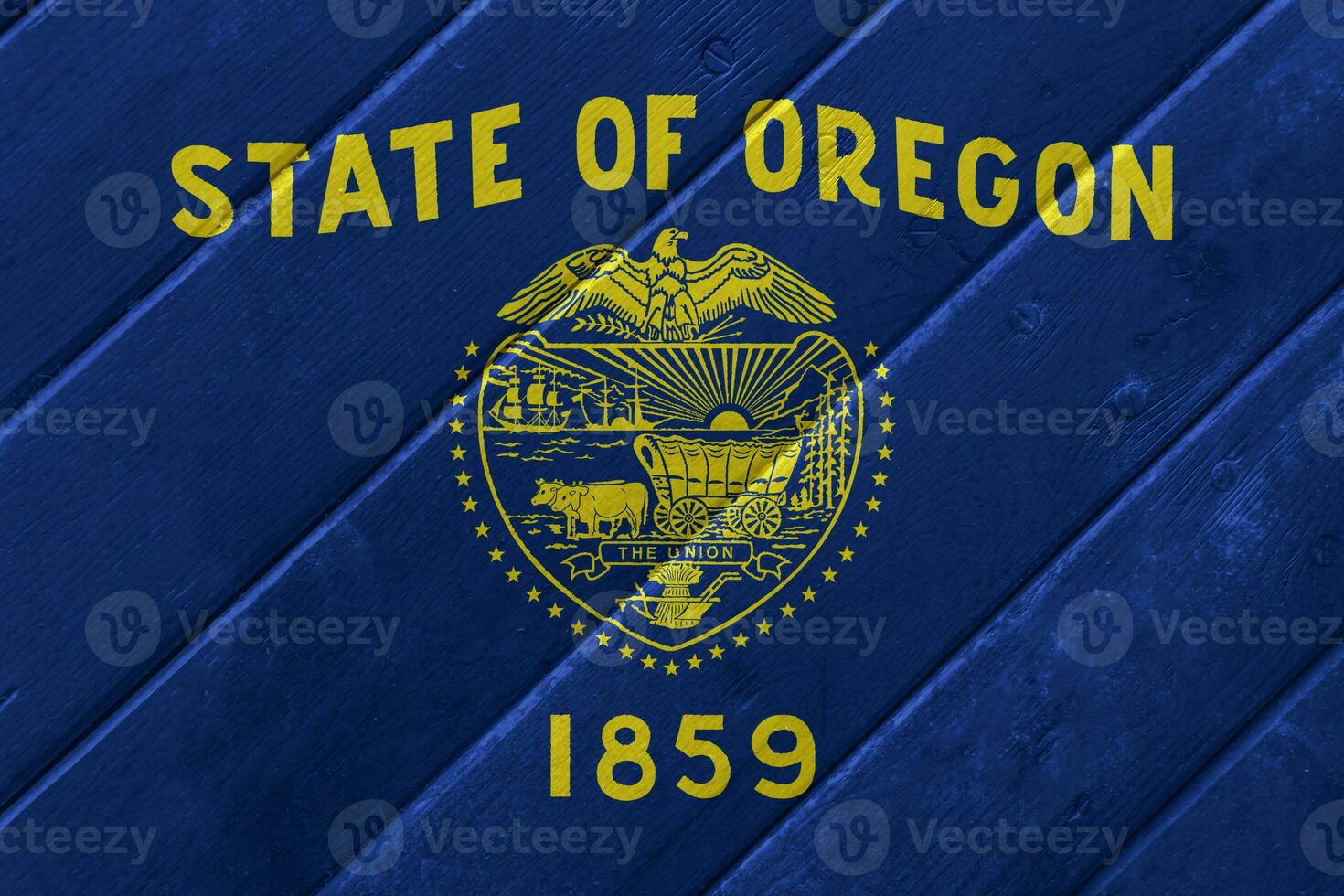 Flag of USA state Oregon on a textured background. Concept collage. photo