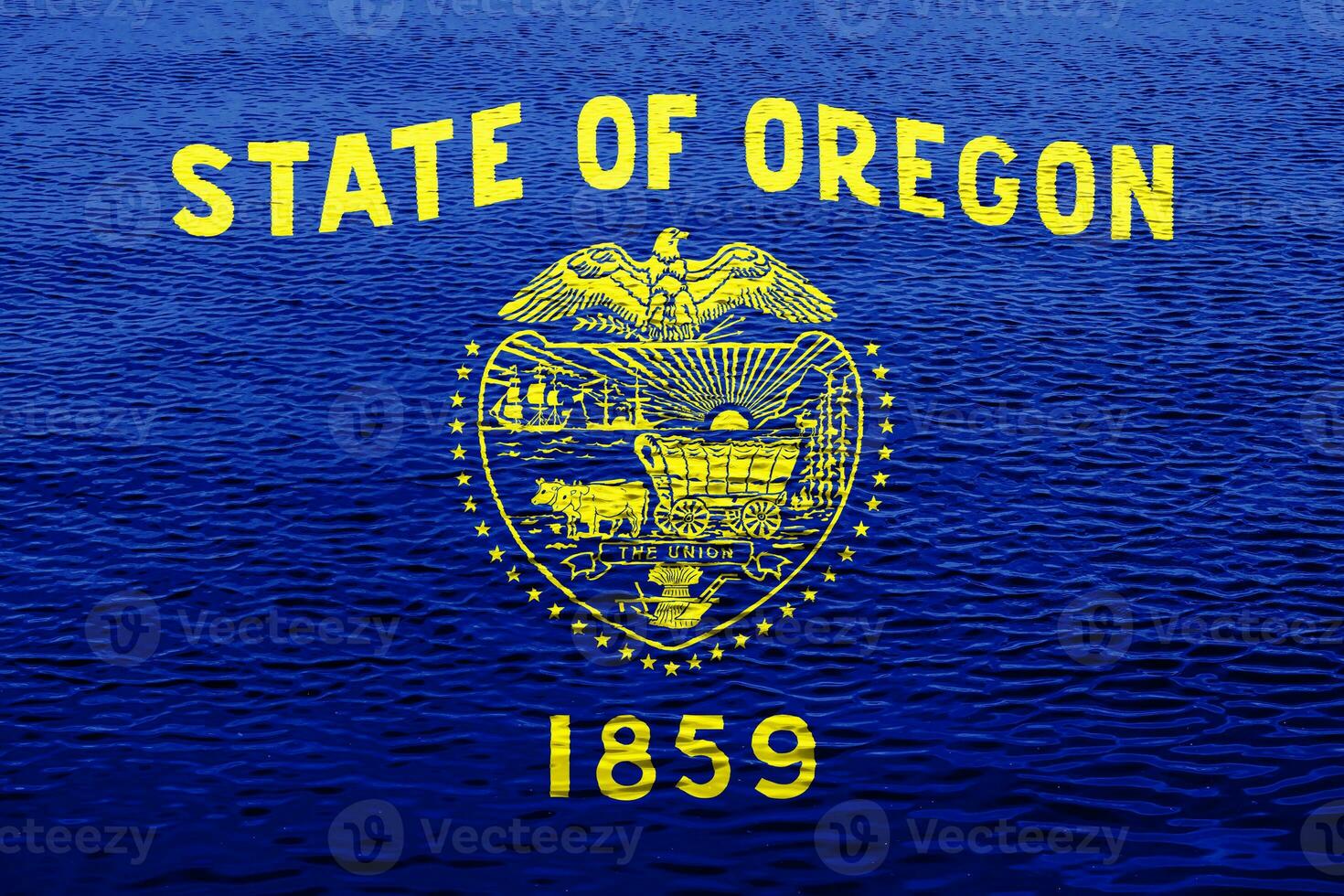 Flag of USA state Oregon on a textured background. Concept collage. photo