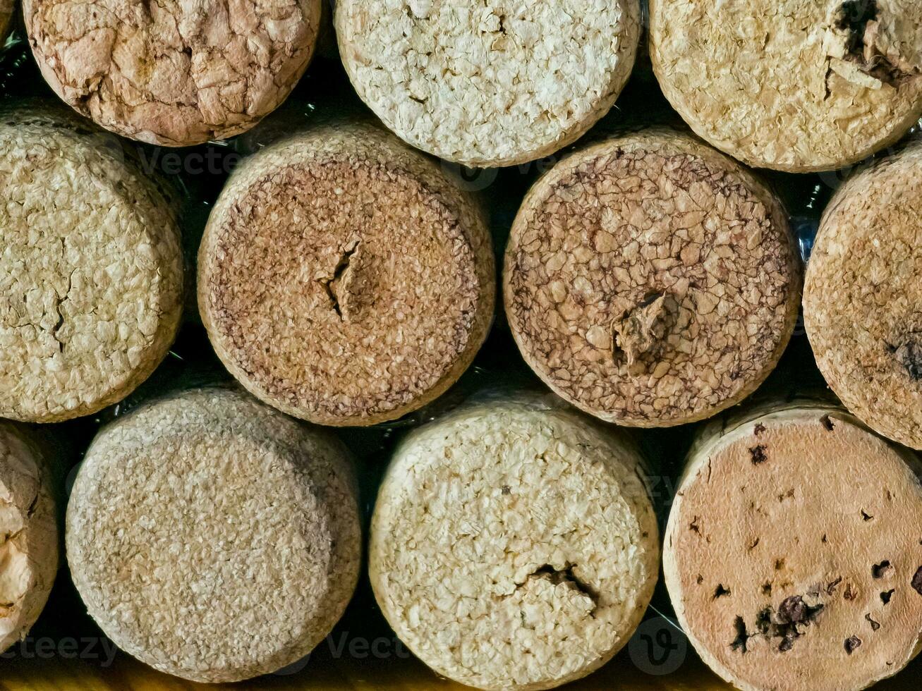 Wine corks. Background or texture depicting various wine corks. photo