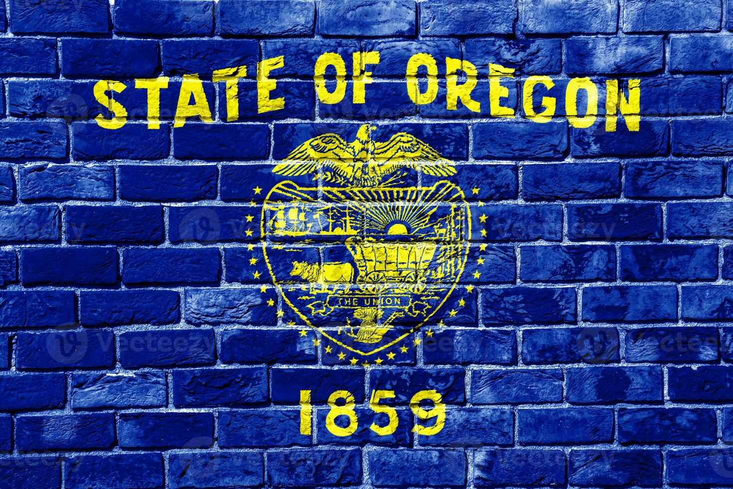 Flag of USA state Oregon on a textured background. Concept collage. photo