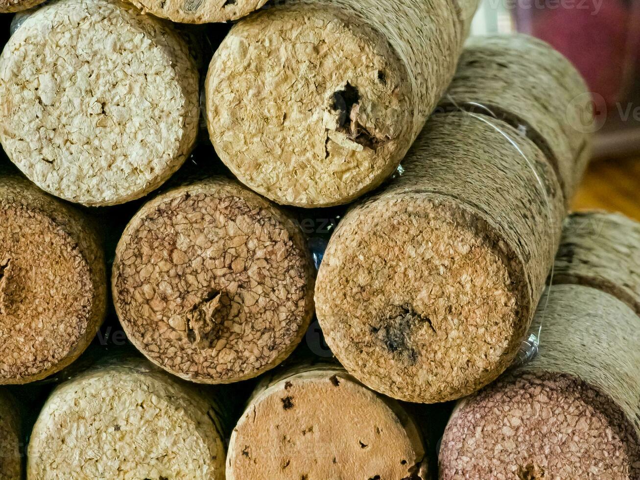 Wine corks. Background or texture depicting various wine corks. photo