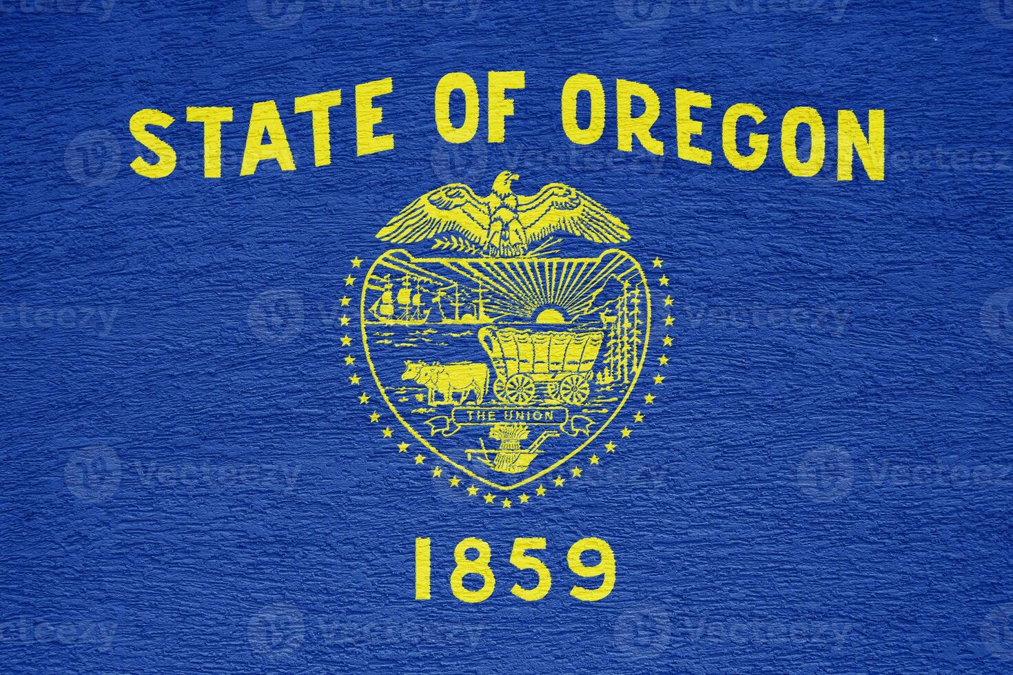 Flag of USA state Oregon on a textured background. Concept collage. photo