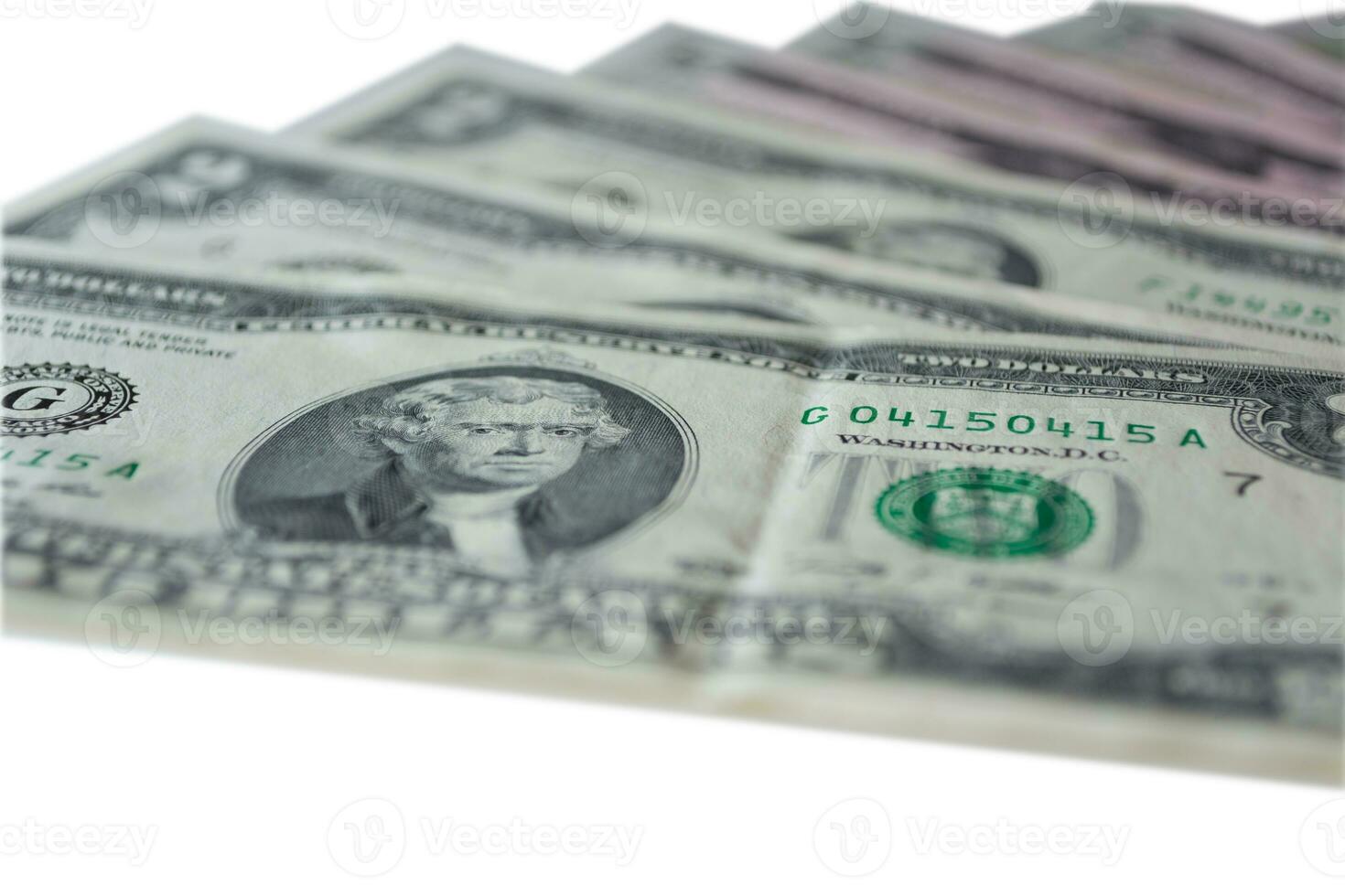 US dollar bills isolated on white background. photo