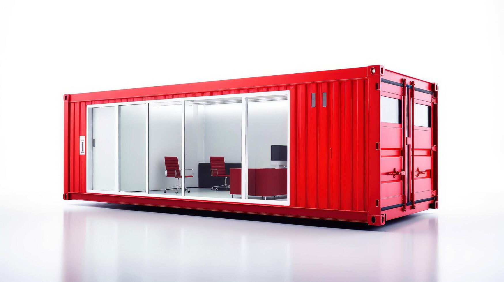 Mobile office buildings or container site office for construction site. Shipping container. Portable house and office cabins, illustration photo