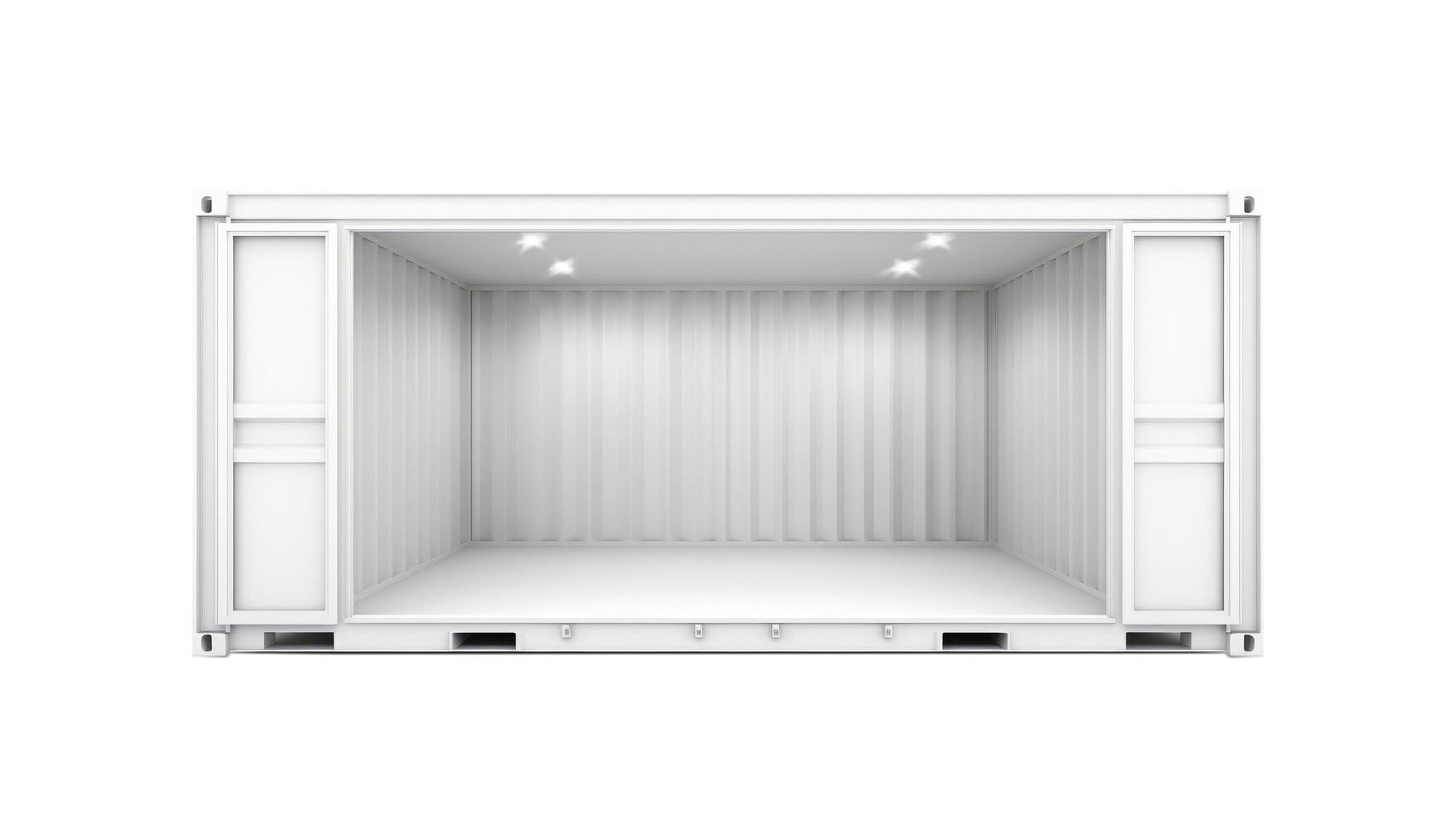 Interior of mobile container site office for construction site. Shipping container. Portable house and office cabins, illustration photo