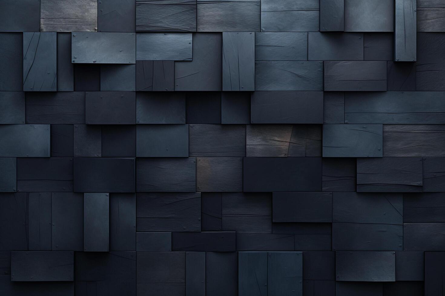 Dark blue abstract background made of cubes with . photo