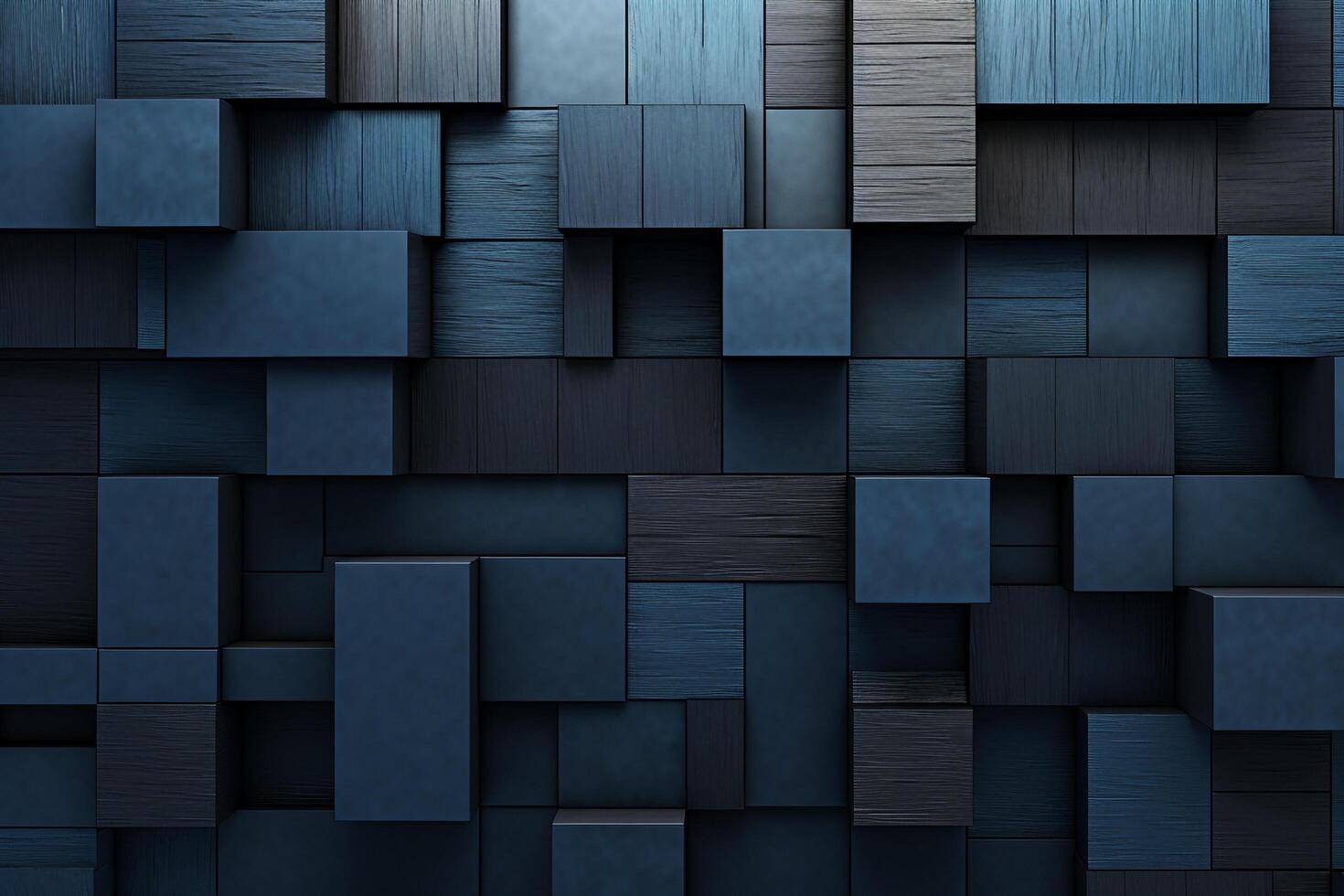 Dark blue abstract background made of cubes with . photo