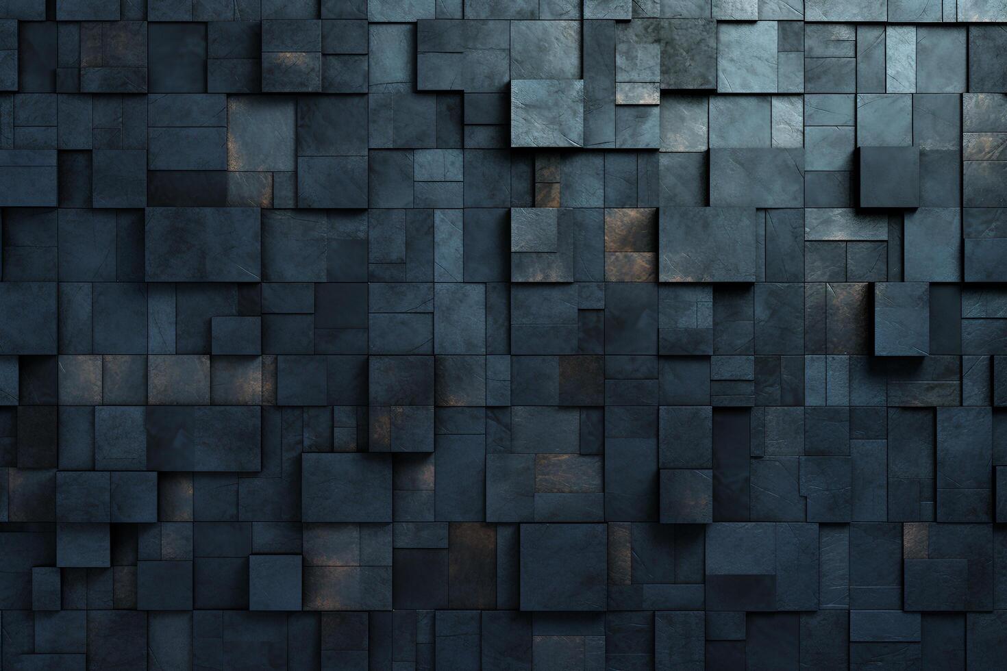 Dark blue abstract background made of cubes with . photo