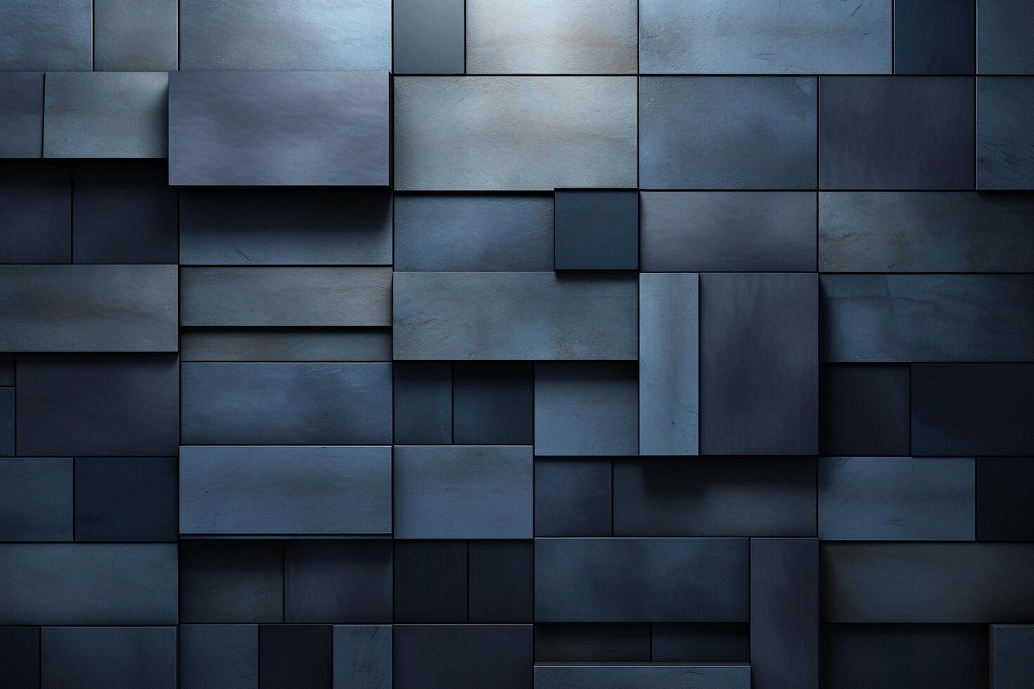 Dark blue abstract background made of cubes with . photo