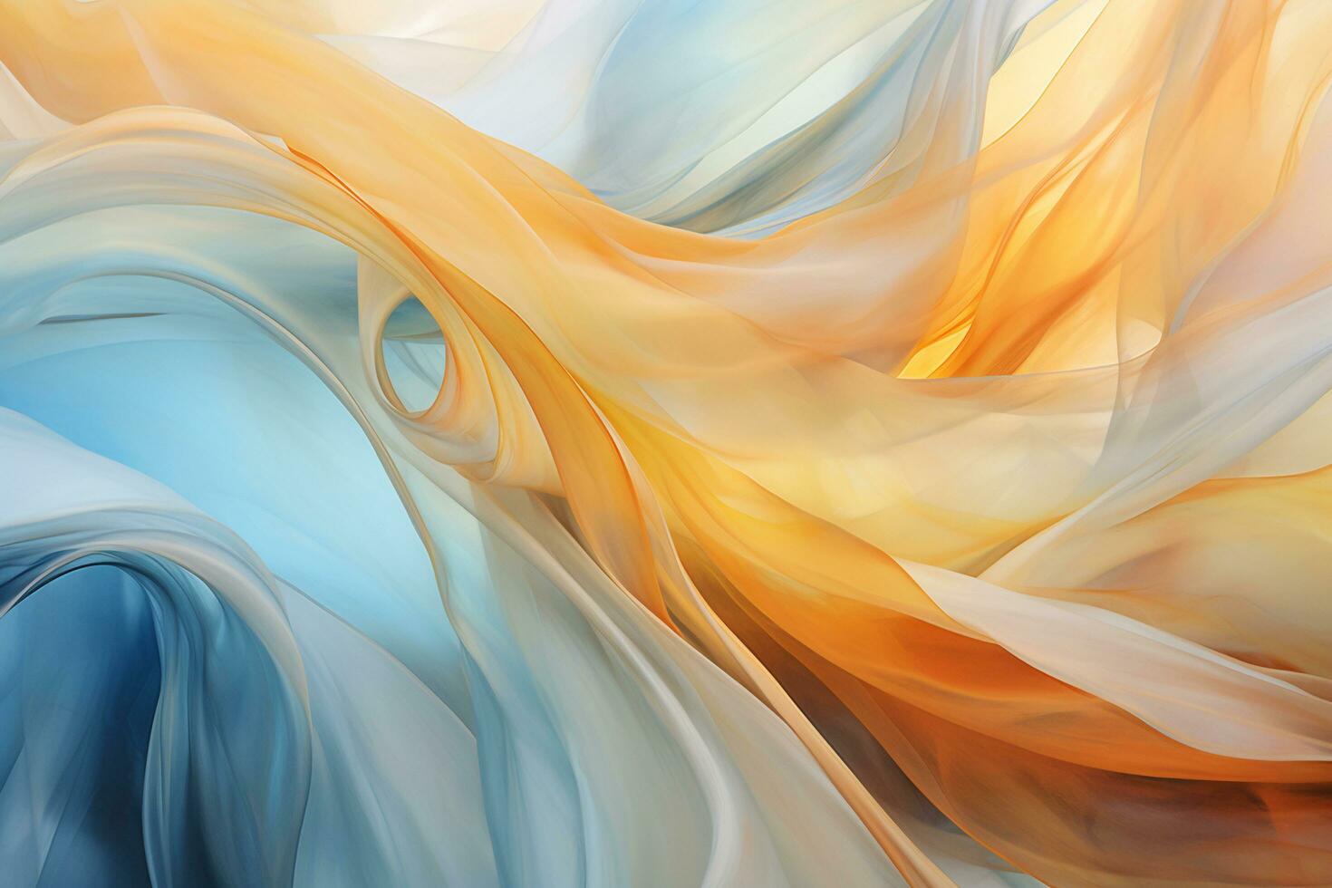 abstract background with blue, yellow and orange paint in water. with AI generated. photo