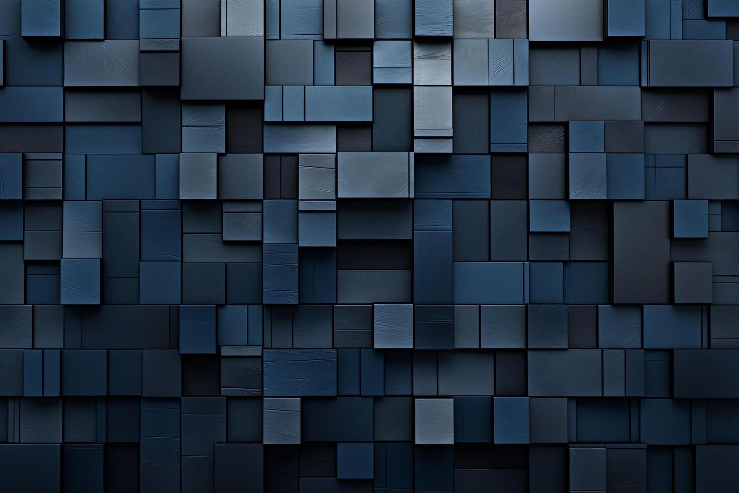 Dark blue abstract background made of cubes with . photo