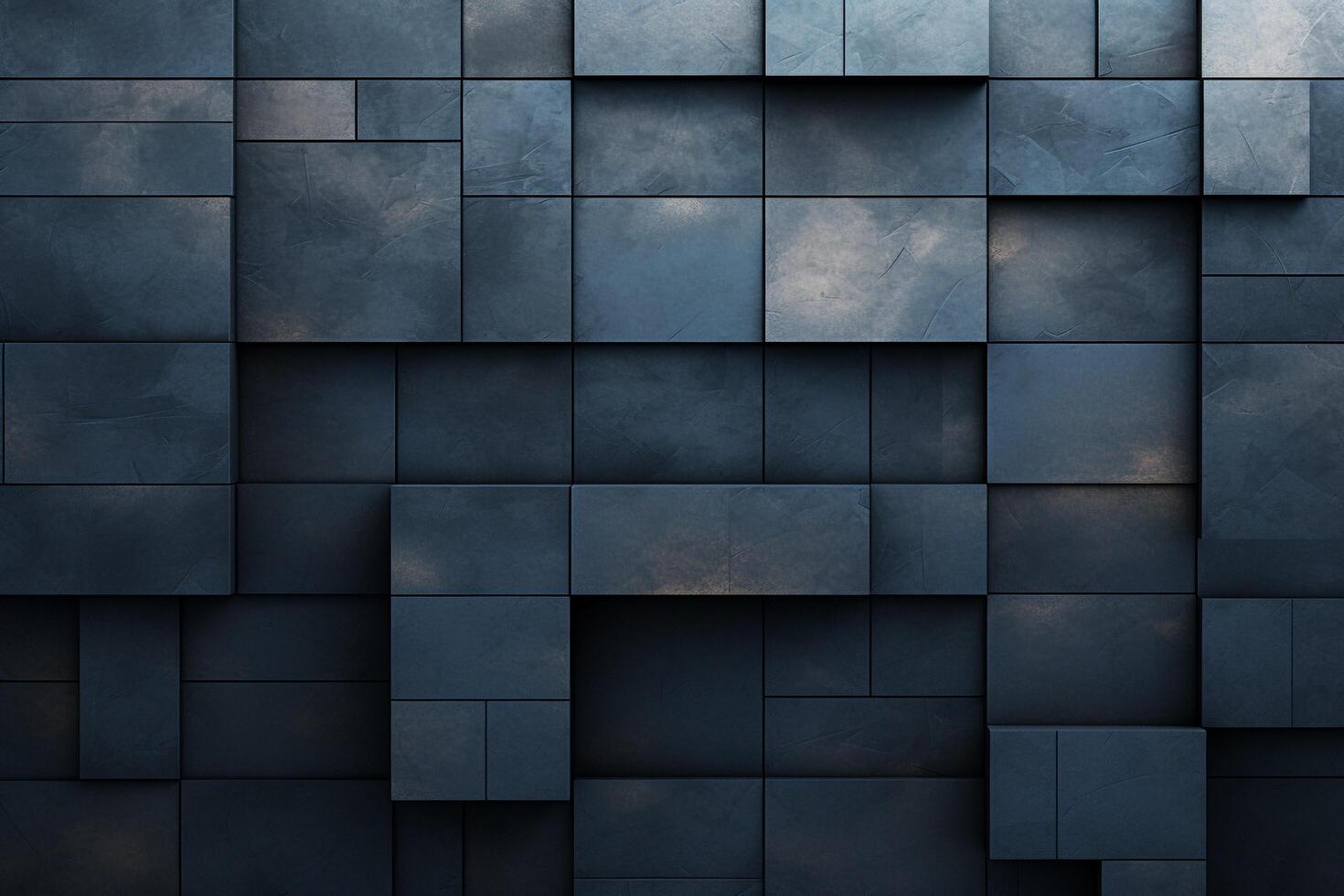 Dark blue abstract background made of cubes with . photo