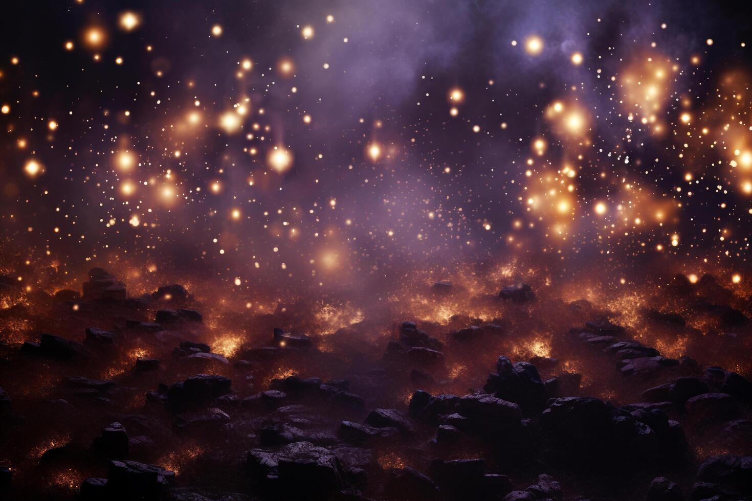 Abstract glitter lights and stars background with . photo