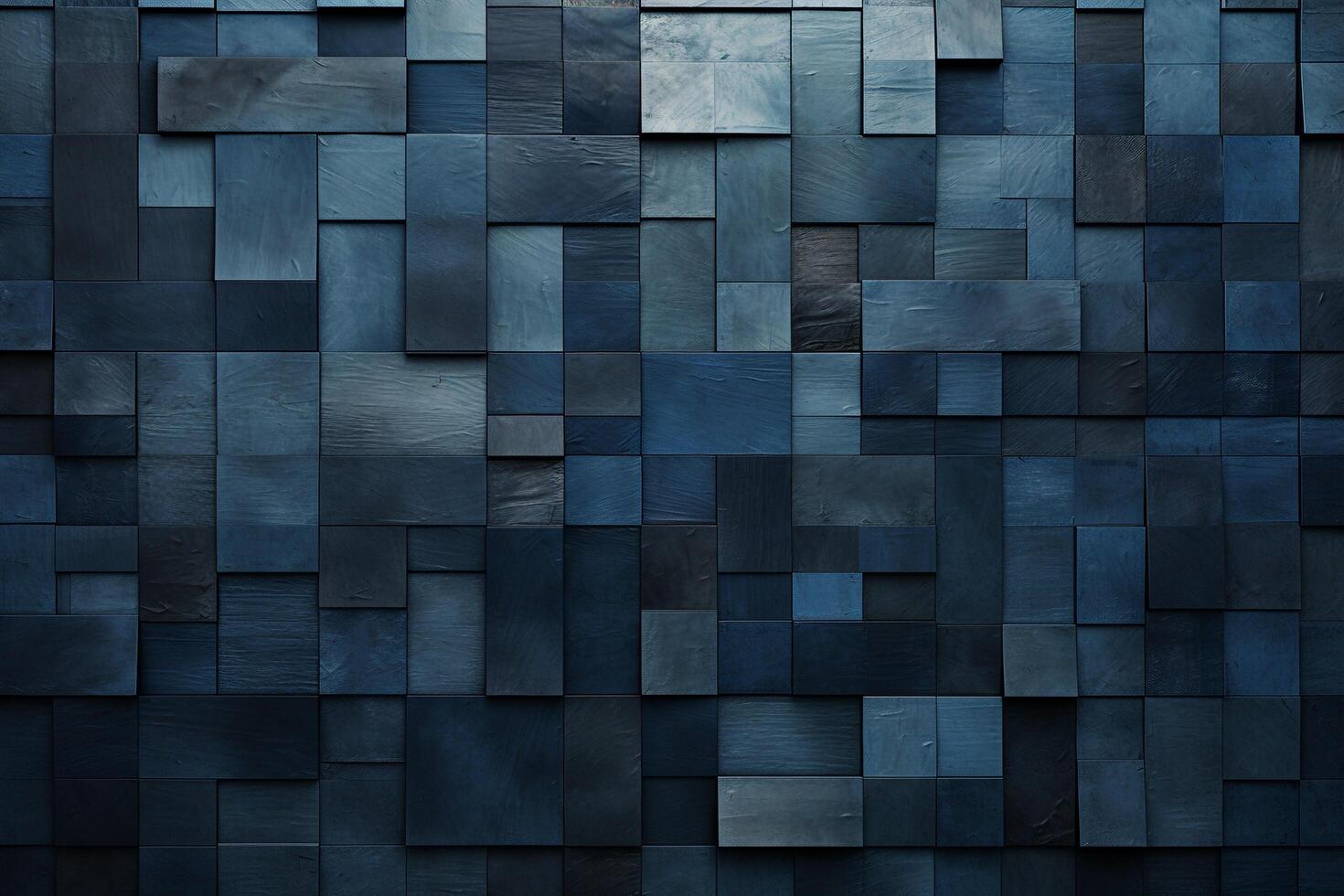 Dark blue abstract background made of cubes with . photo