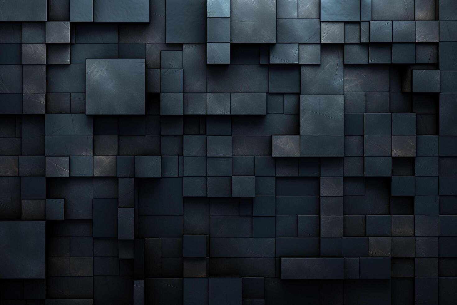 Dark blue abstract background made of cubes with . photo