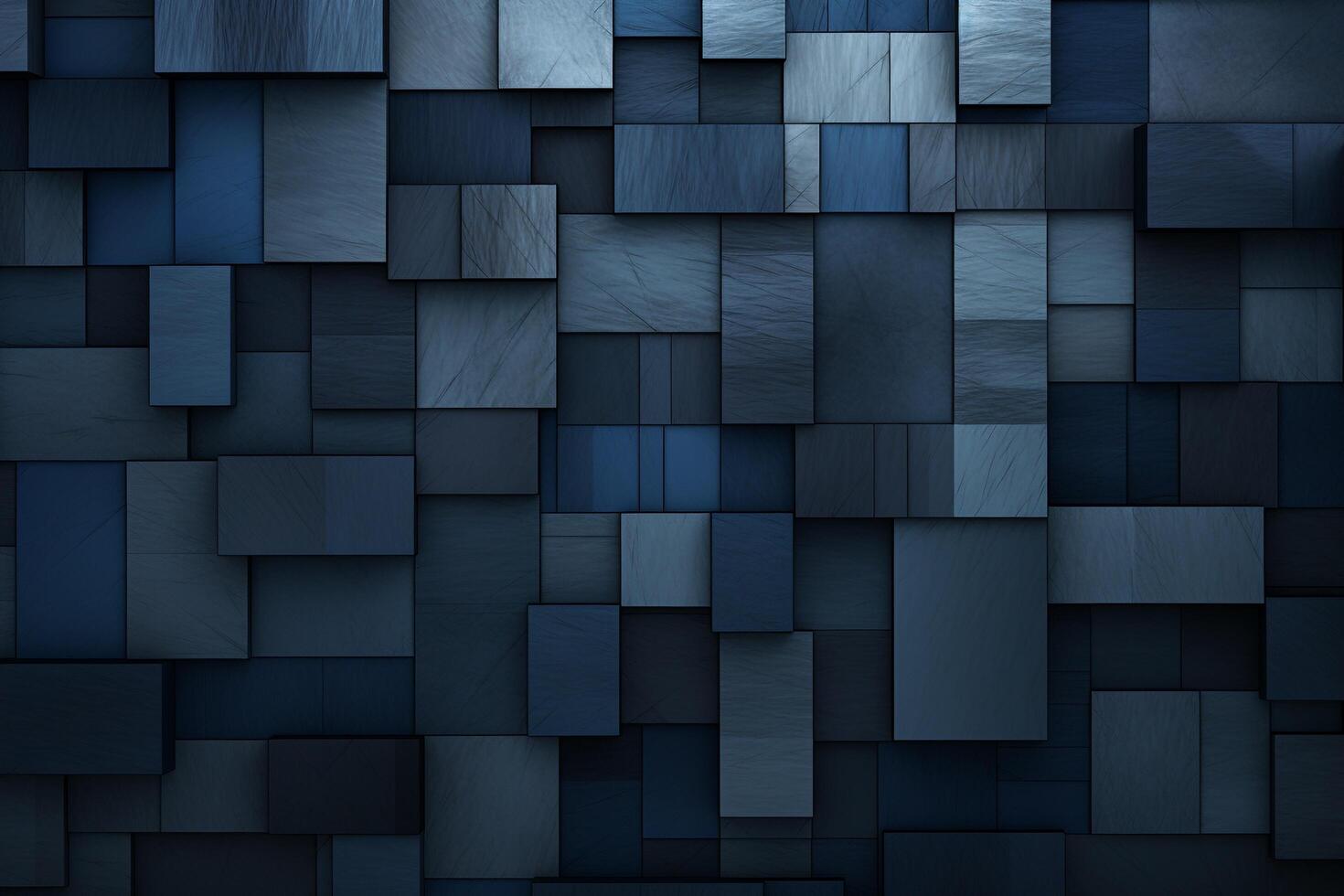 Dark blue abstract background made of cubes with . photo
