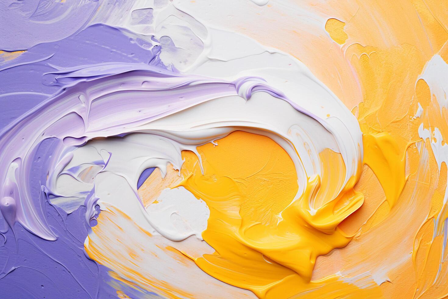 Abstract background of acrylic paint in yellow, purple and blue colors with . photo