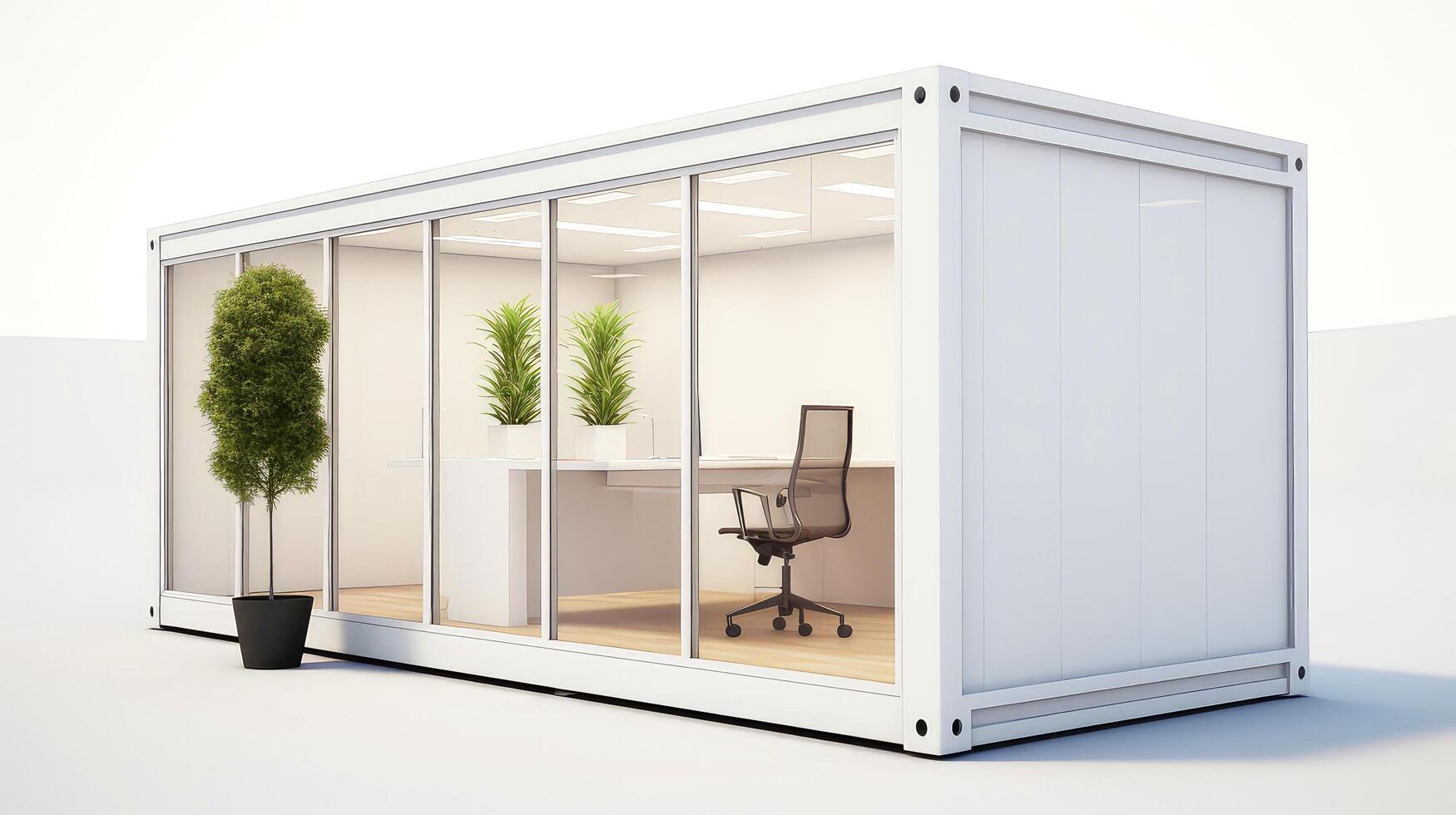 Mobile office buildings or container site office for construction site. Shipping container. Portable house and office cabins, illustration photo