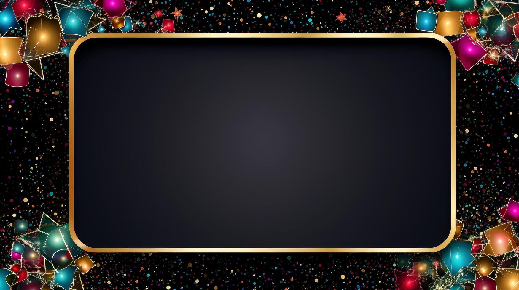Christmas border frame card template with dark background, concept with festive ornaments.composition with copy-space, illustration photo