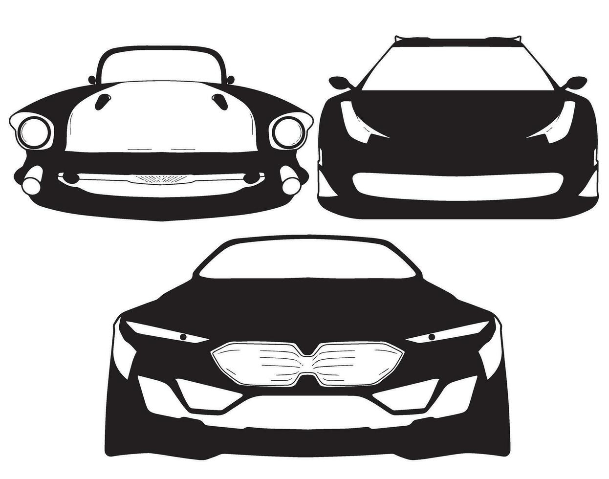 Car front view black silhouette vector