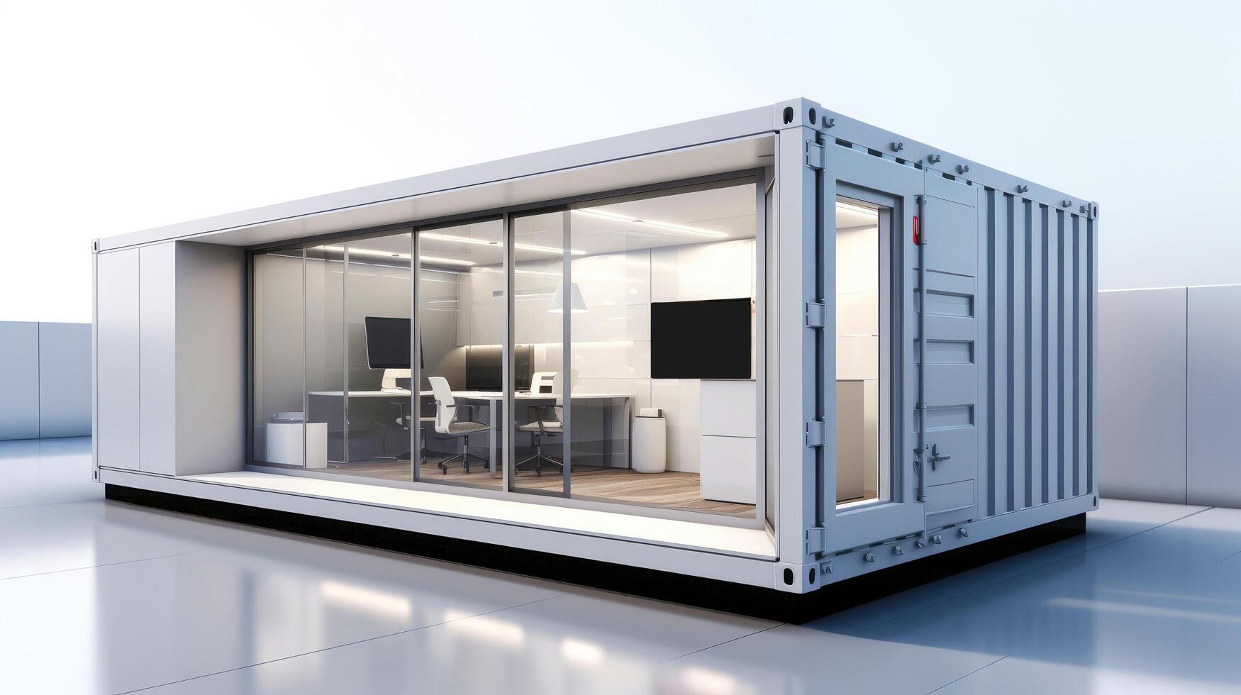 Mobile office buildings or container site office for construction site. Shipping container. Portable house and office cabins, illustration photo