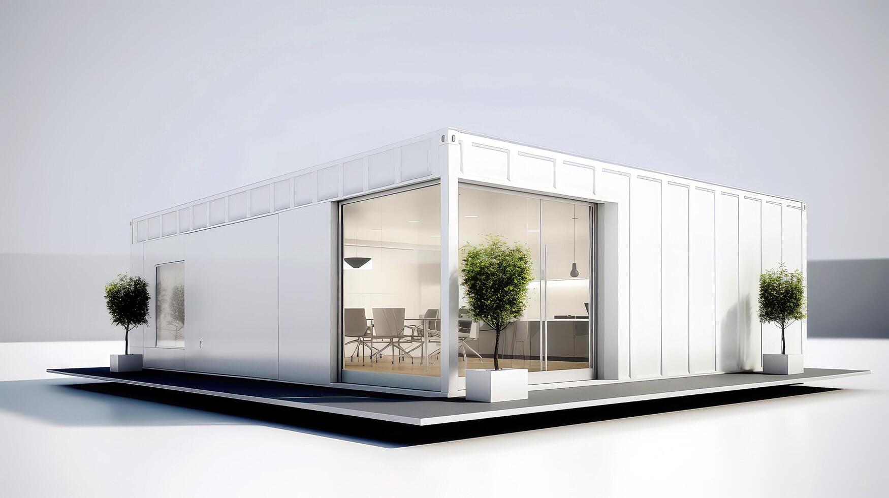 Mobile office buildings or container site office for construction site. Shipping container. Portable house and office cabins, illustration photo