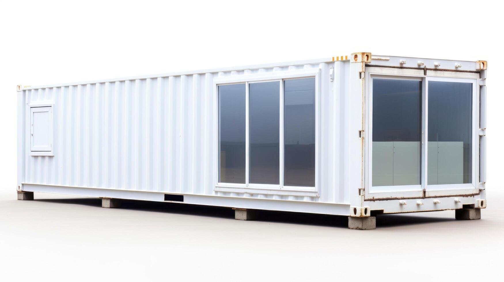 Mobile office buildings or container site office for construction site. Shipping container. Portable house and office cabins, illustration photo