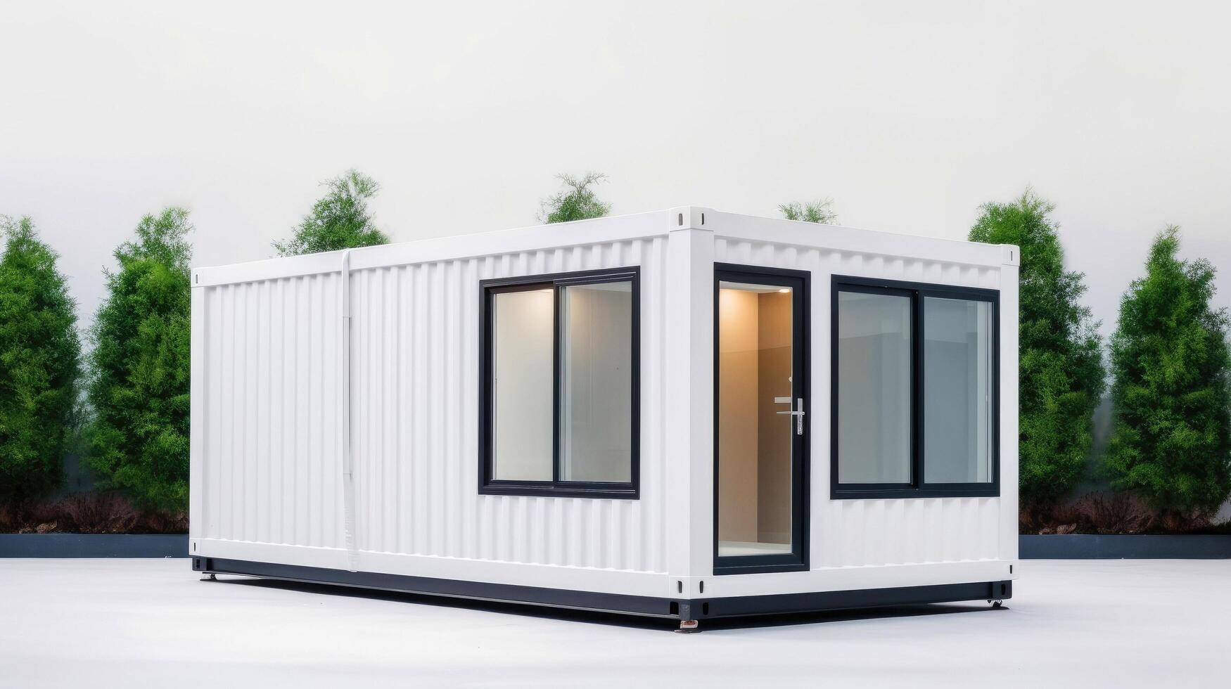 Mobile office buildings or container site office for construction site. Shipping container. Portable house and office cabins, illustration photo