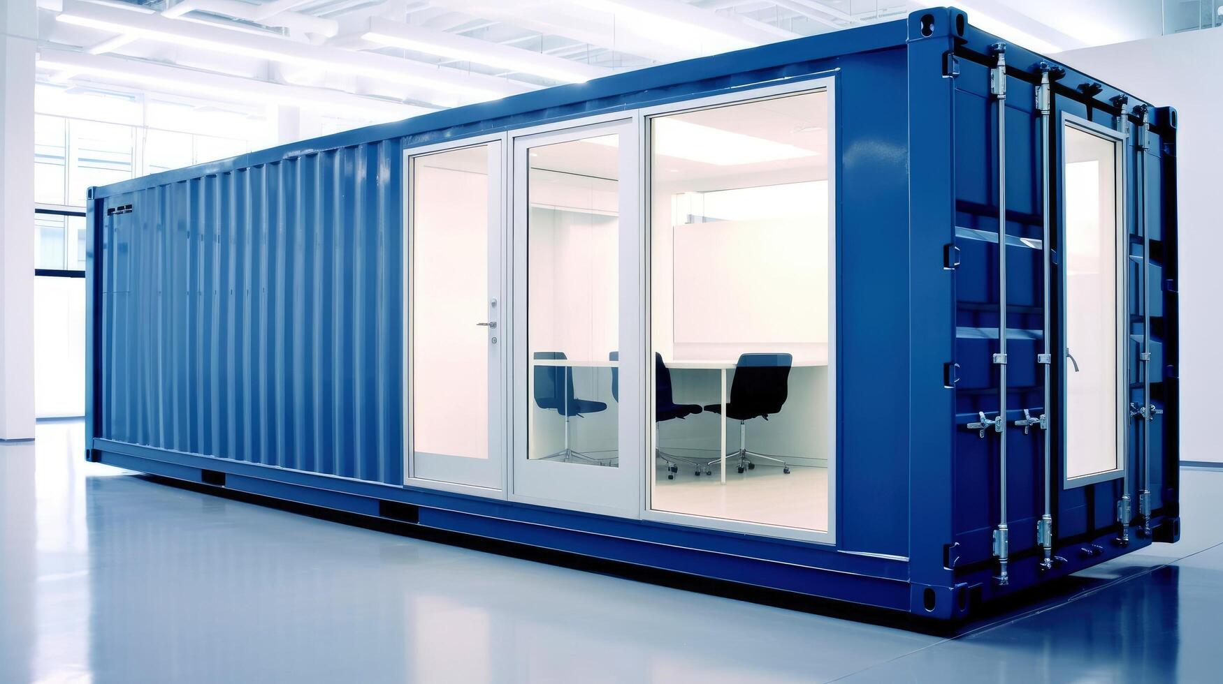 Mobile office buildings or container site office for construction site. Shipping container. Portable house and office cabins, illustration photo