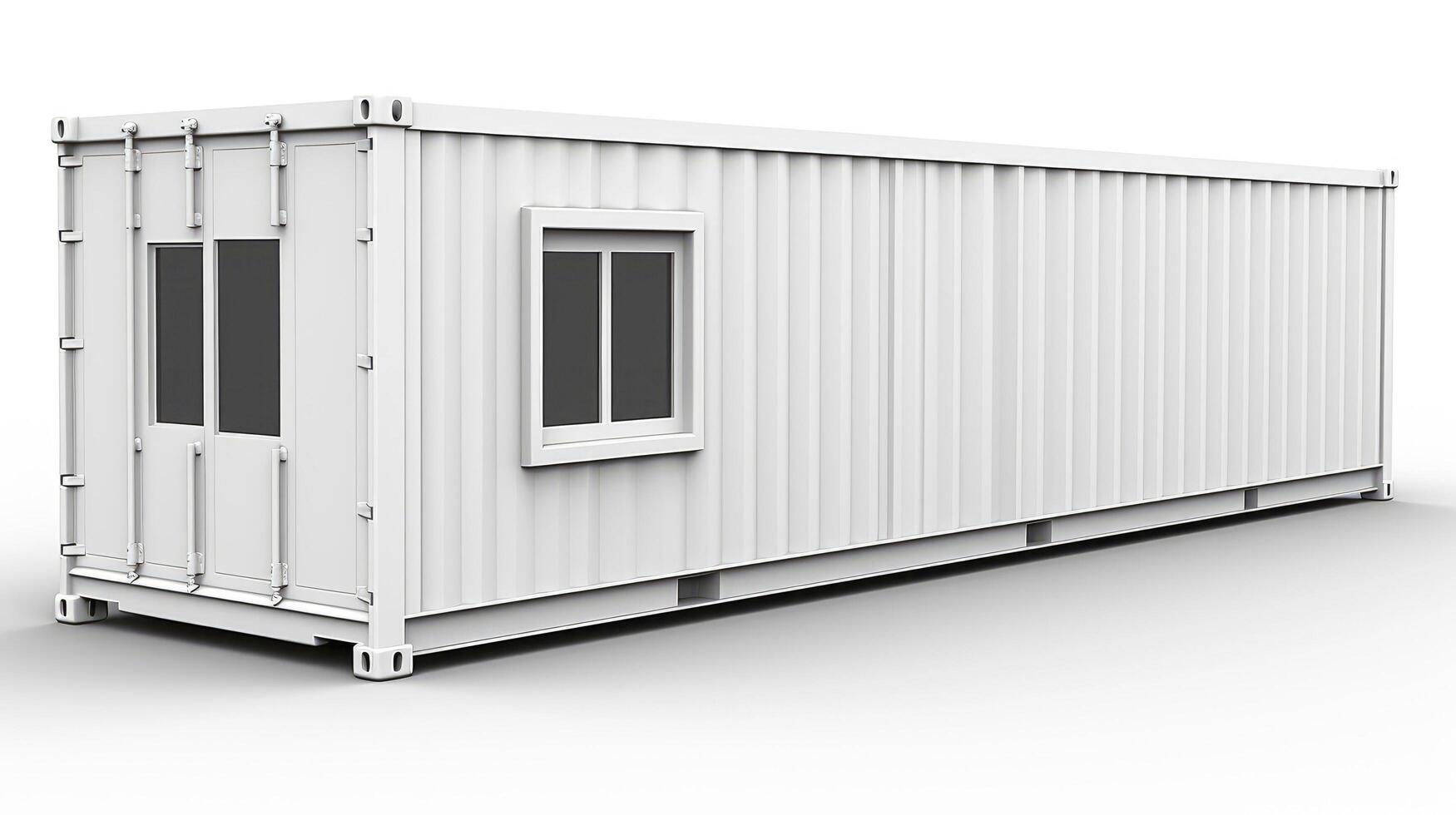 Mobile office buildings or container site office for construction site. Shipping container. Portable house and office cabins, illustration photo