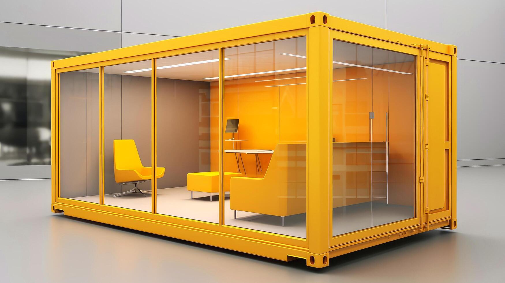 Mobile office buildings or container site office for construction site. Shipping container. Portable house and office cabins, illustration photo