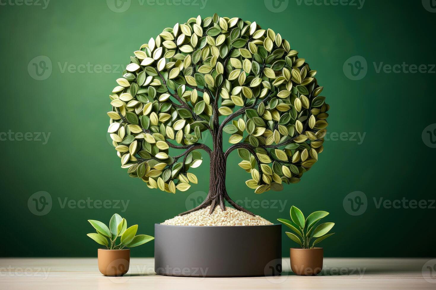 Ecosystem restoration, environment day concept tree background. Recycle icon paper cut banner with forest. Ecology project concept, illustration photo