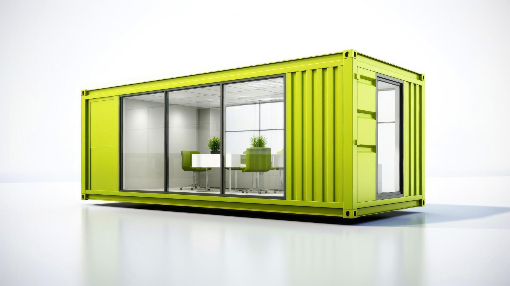 Mobile office buildings or container site office for construction site. Shipping container. Portable house and office cabins, illustration photo