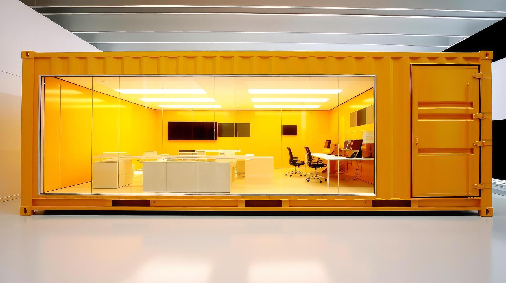 Mobile office buildings or container site office for construction site. Shipping container. Portable house and office cabins, illustration photo