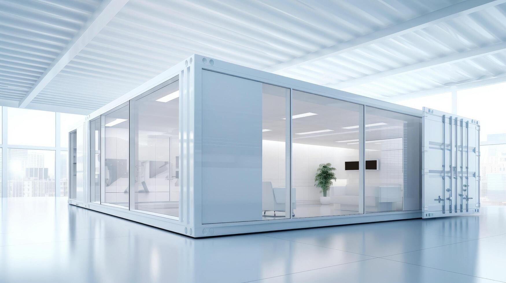 Mobile office buildings or container site office for construction site. Shipping container. Portable house and office cabins, illustration photo
