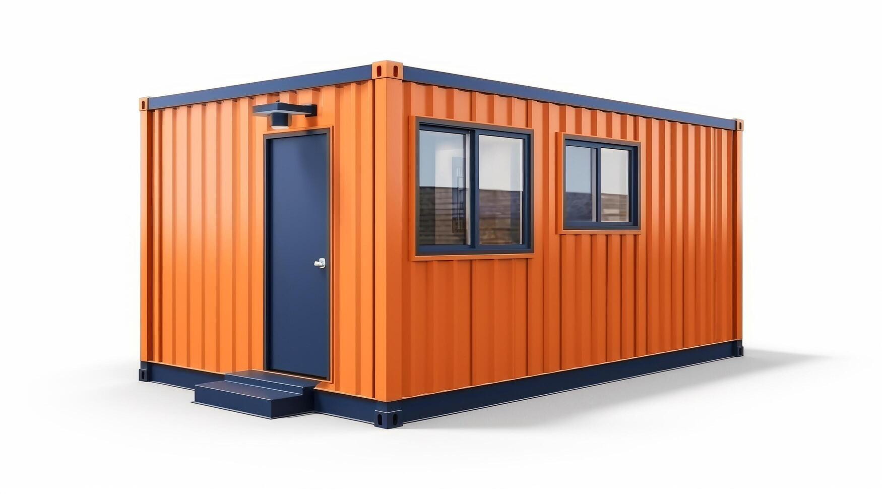 Mobile office buildings or container site office for construction site. Shipping container. Portable house and office cabins, illustration photo