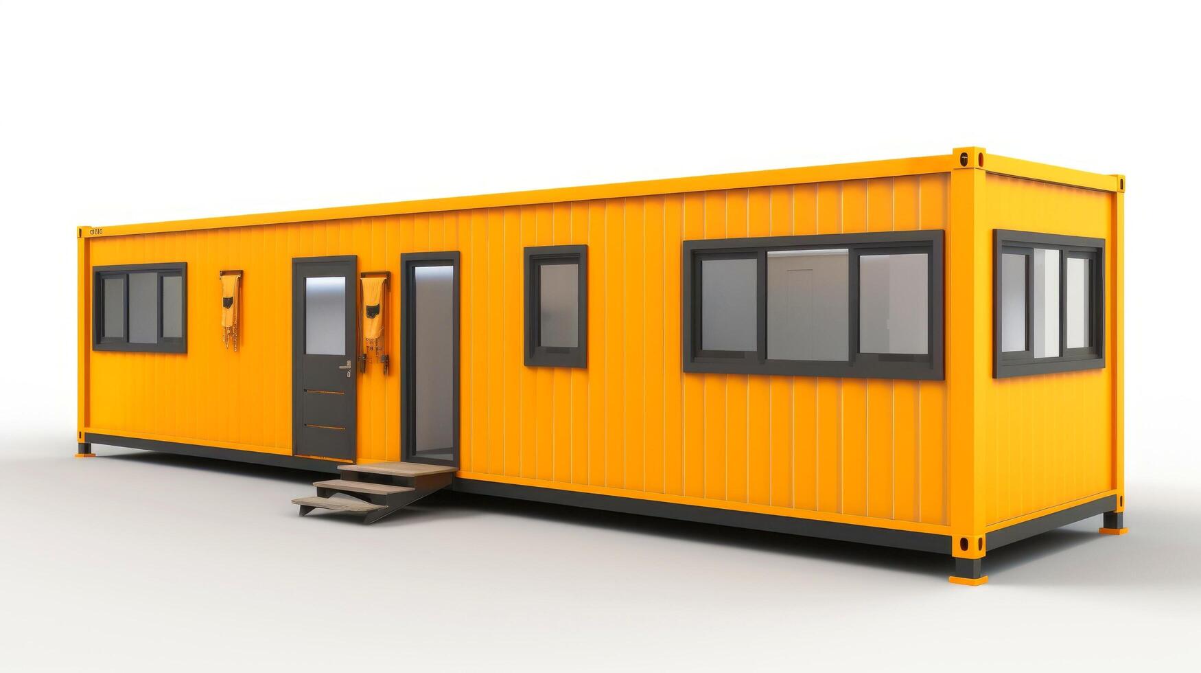 Mobile office buildings or container site office for construction site. Shipping container. Portable house and office cabins, illustration photo
