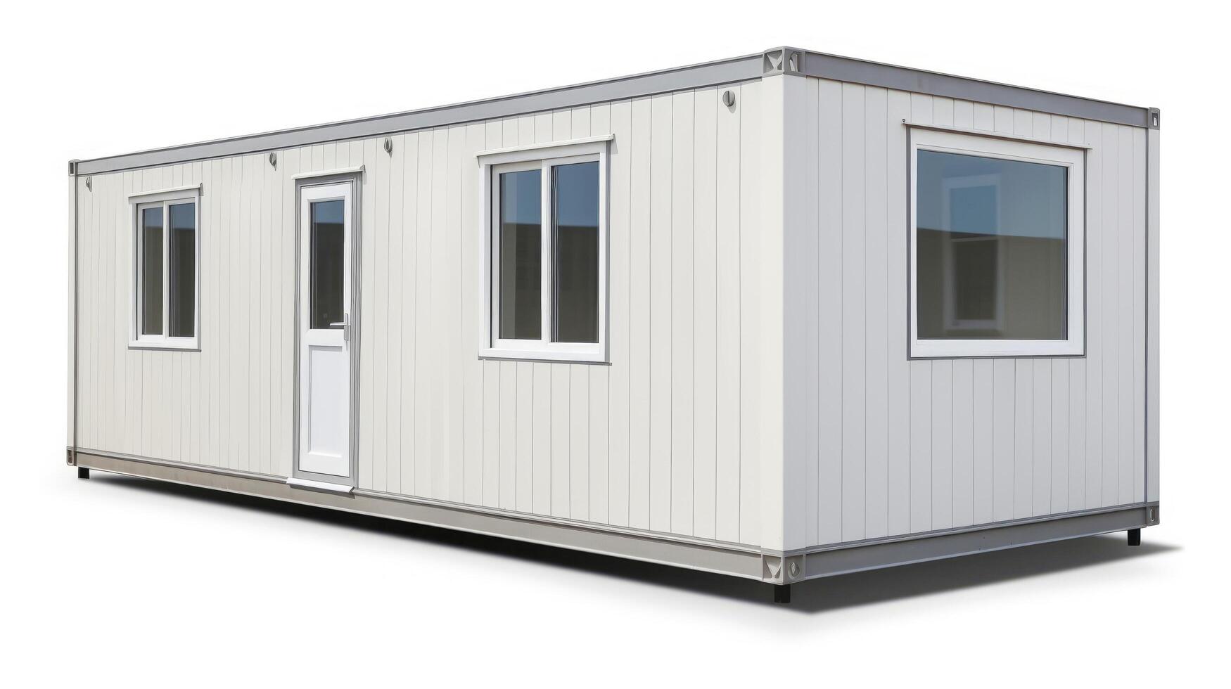 Mobile office buildings or container site office for construction site. Shipping container. Portable house and office cabins, illustration photo