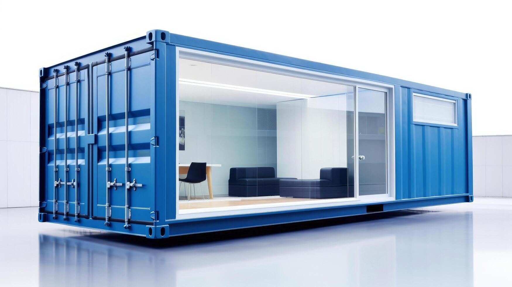 Mobile office buildings or container site office for construction site. Shipping container. Portable house and office cabins, illustration photo