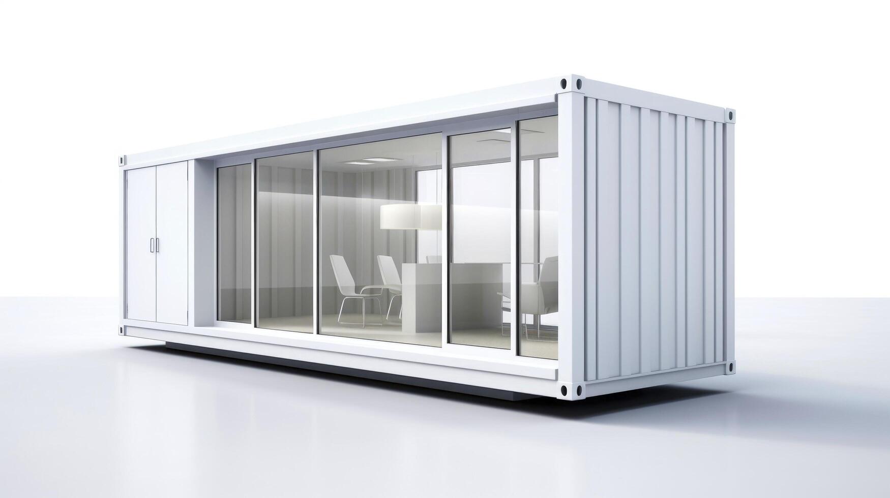 Mobile office buildings or container site office for construction site. Shipping container. Portable house and office cabins, illustration photo
