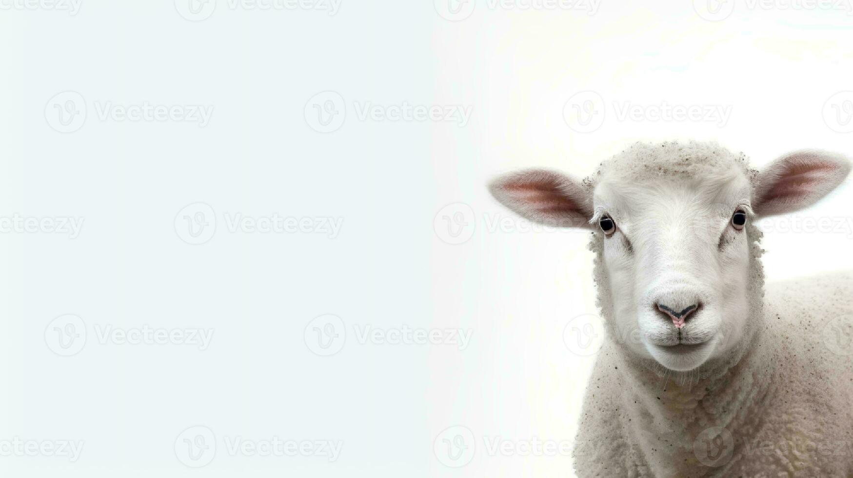 Photo of a sheep on white background. Generative AI