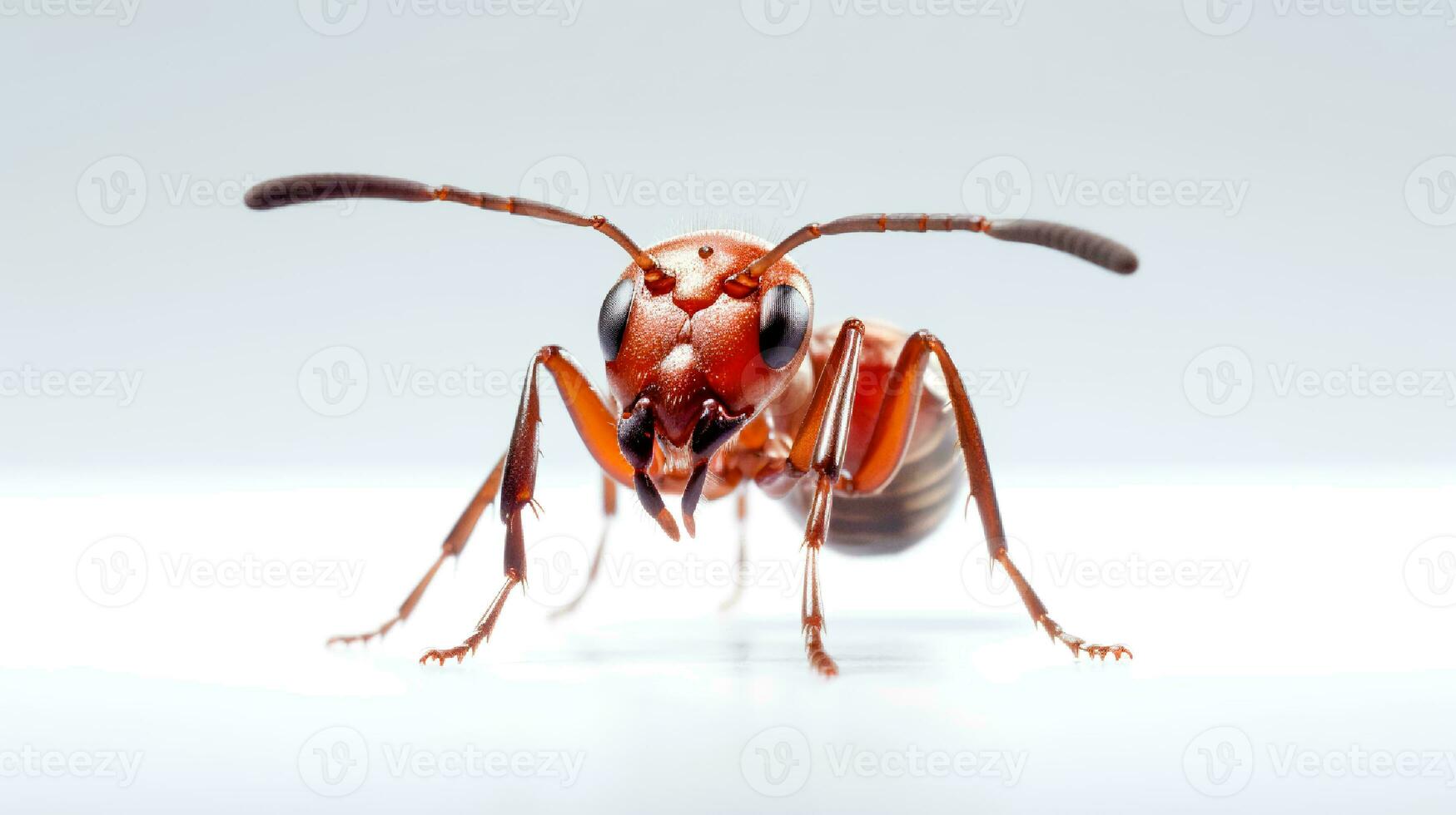 Photo of a weaver ant on white background. Generative AI