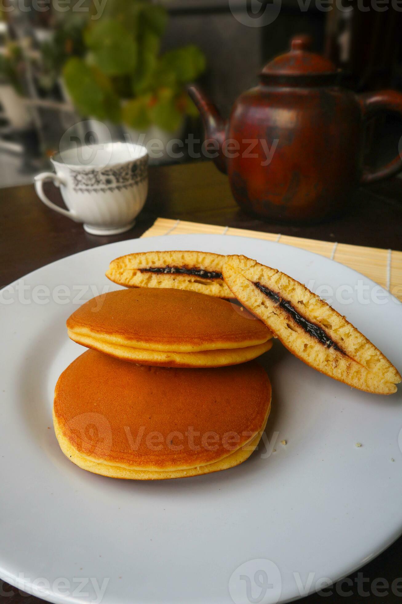 Dorayaki. Japanese bean paste pancake on a white background. Dorayaki