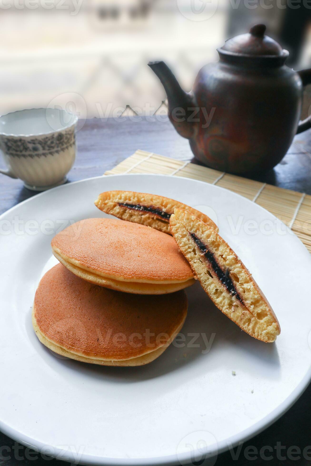 Dorayaki. Japanese bean paste pancake on a white background. Dorayaki