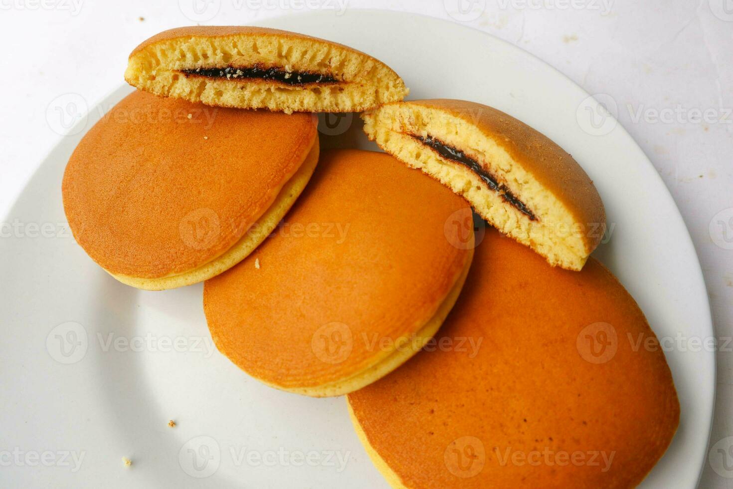 Dorayaki. Japanese bean paste pancake on a white background. Dorayaki is a cake that comes from Japan photo