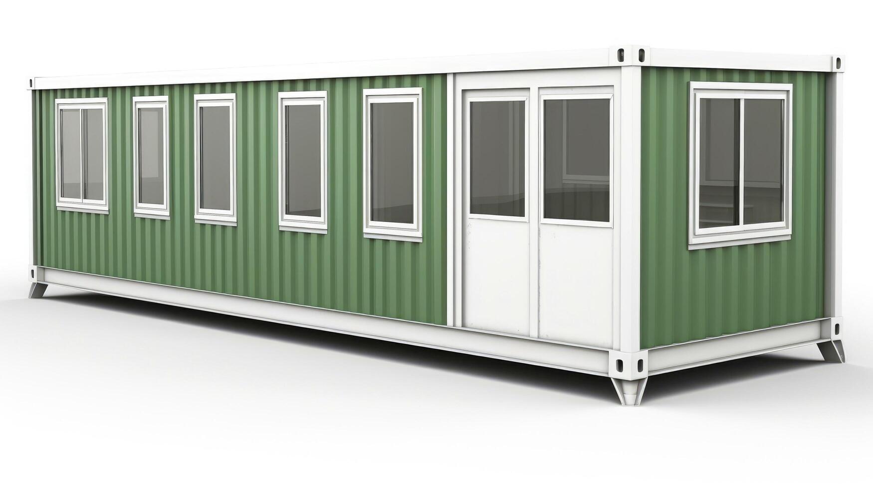 Mobile office buildings or container site office for construction site. Shipping container. Portable house and office cabins, illustration photo