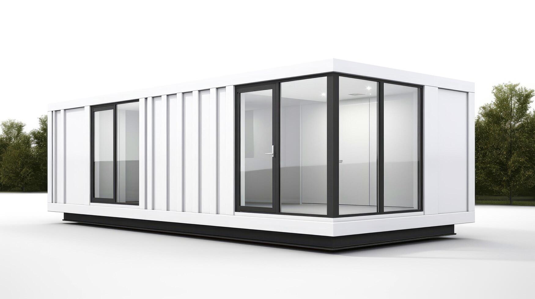 Mobile office buildings or container site office for construction site. Shipping container. Portable house and office cabins, illustration photo