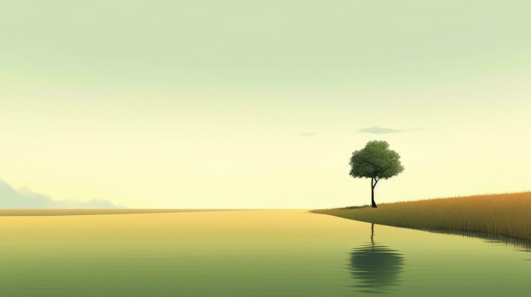 resumen ilustración minimalista paisaje, solo árbol en claro naturaleza paisajeabstracto ilustración minimalista paisaje, solo árbol en claro naturaleza paisaje, generativo ai ilustración foto