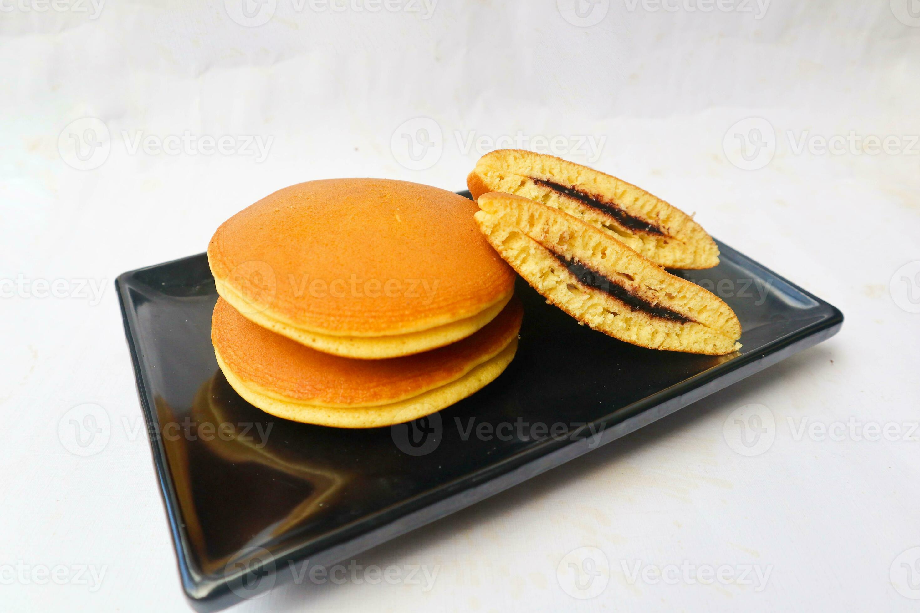 Dorayaki. Japanese bean paste pancake on a white background. Dorayaki