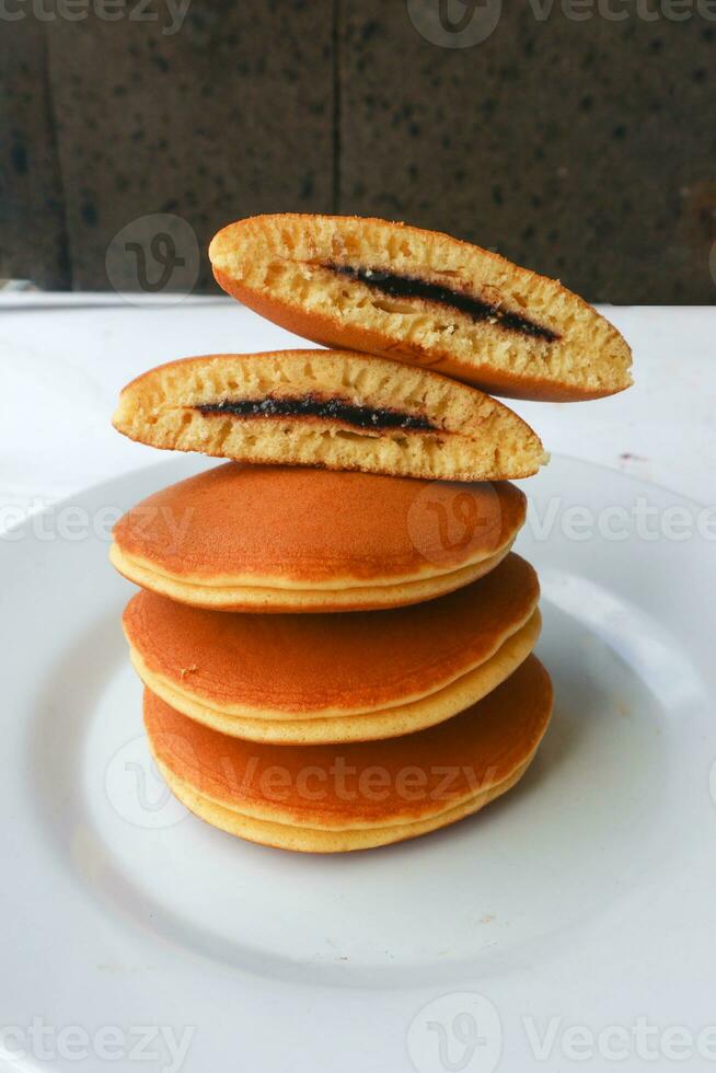Dorayaki. Japanese bean paste pancake on a white background. Dorayaki